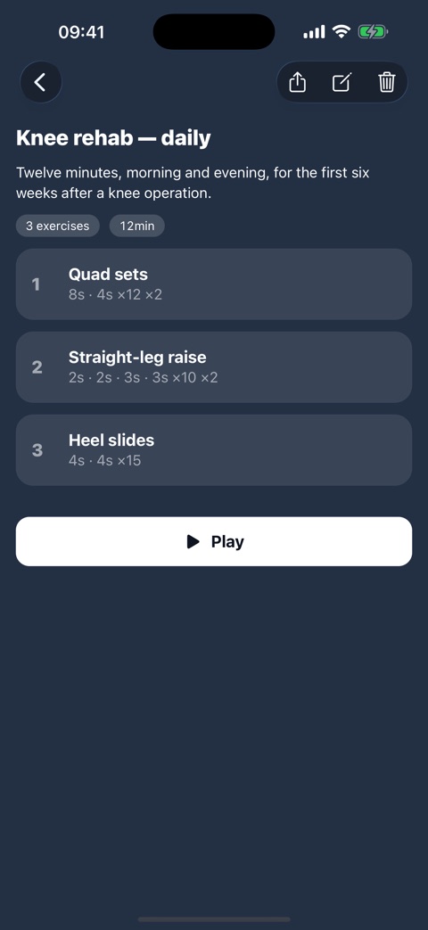 A program of exercises